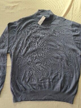 Paul Fredrick Dusty Blue 100% Pima Cotton Turtleneck Sweater XL NWT